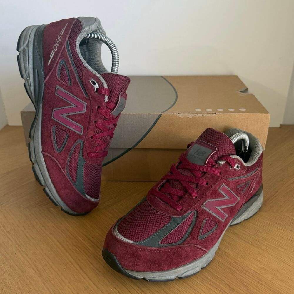 New Balance 990 Burgundy/Grey Kids Sneakers- SZ 4 Y- 5.5 W